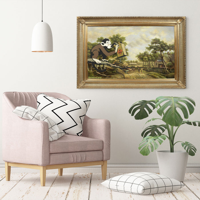 BANKSY MONKEY POISON CANVAS WALL ART PRINT ARTWORK PICTURE GRAFFITI GOLD