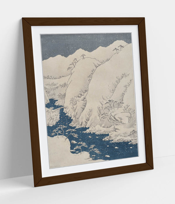 Framed Art Poster - Utagawa Hiroshige Mountain & River on Kiso Road Print - Matte Finish