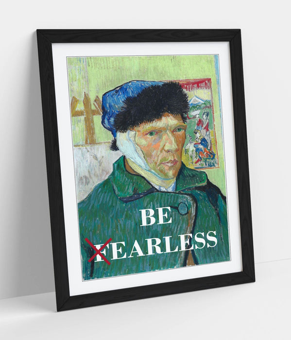 Van Gogh Wall Art – Framed Art Print With Funny 'Be Earless' Quote, Ready To Hang