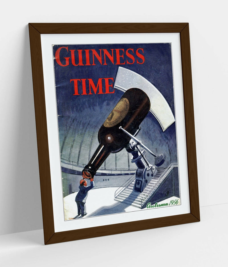 Vintage Retro Poster - Guinness Time Art Framed Wall Art With Woodgrain Frame Finish