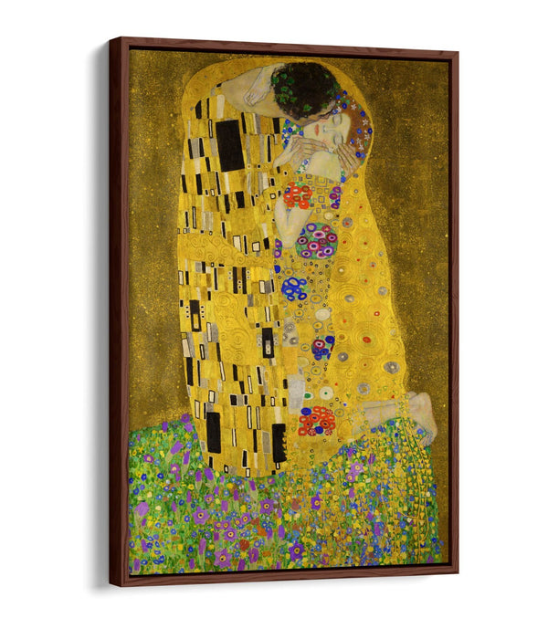 GUSTAV KLIMT, THE KISS -FLOAT EFFECT CANVAS WALL ART PIC PRINT- GOLD FAMOUS ART