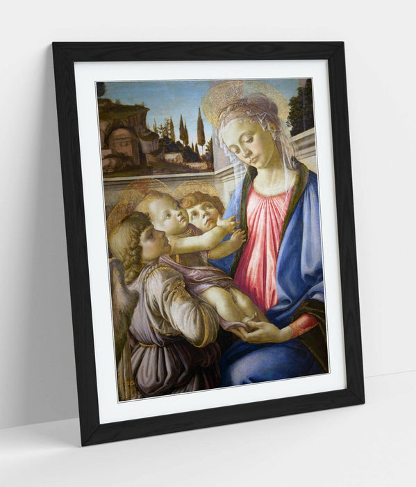 Framed Artwork Print - Botticelli Virgin Painting With Two Angels | Handmade UK Frames