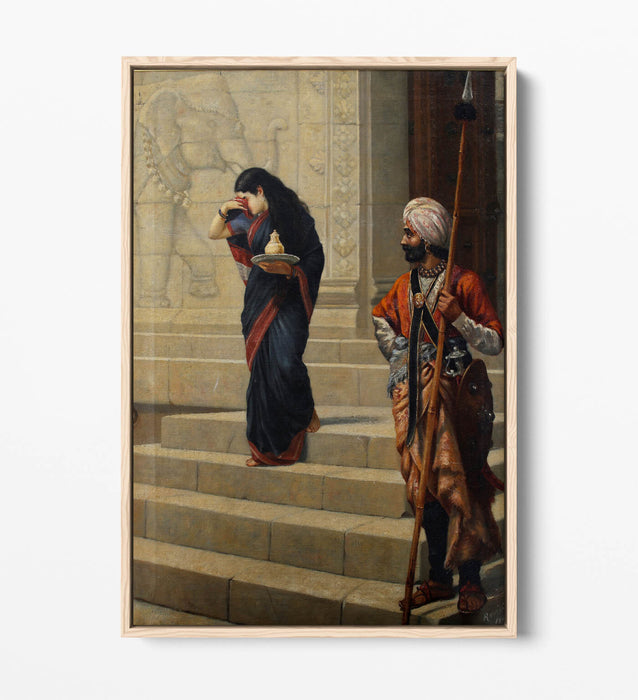 Canvas Wall Art | RAJA RAVI VARMA Sairandhri on Premium 30mm Deep Frame