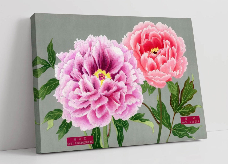 Vintage Canvas Wall Art – Handmade Peony Blossom Artwork | Pink Purple Flowers