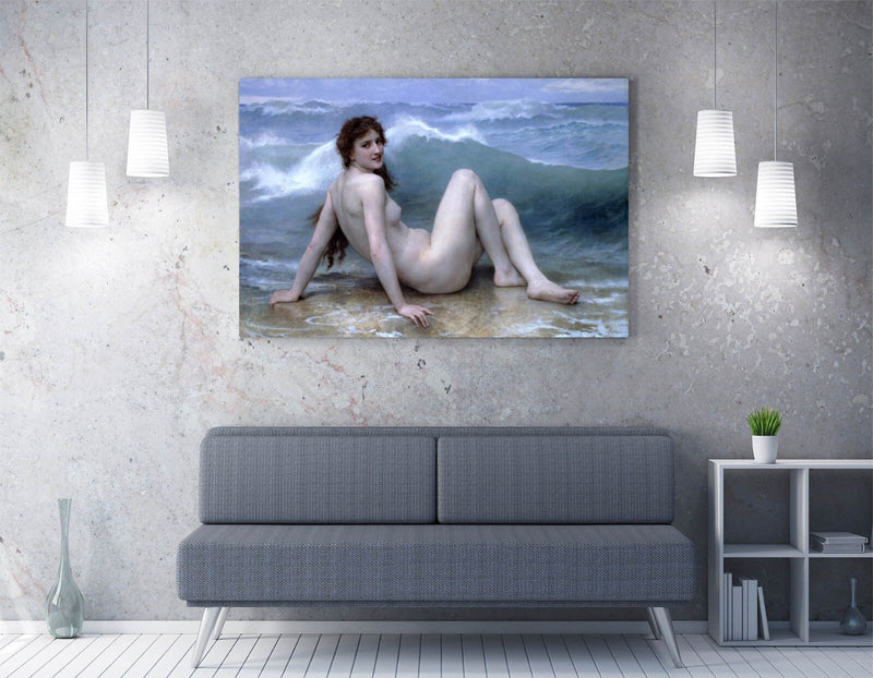 Canvas Wall Art - Bouguereau Wave Print | Handmade Archival Grade Canvas Painting Decor