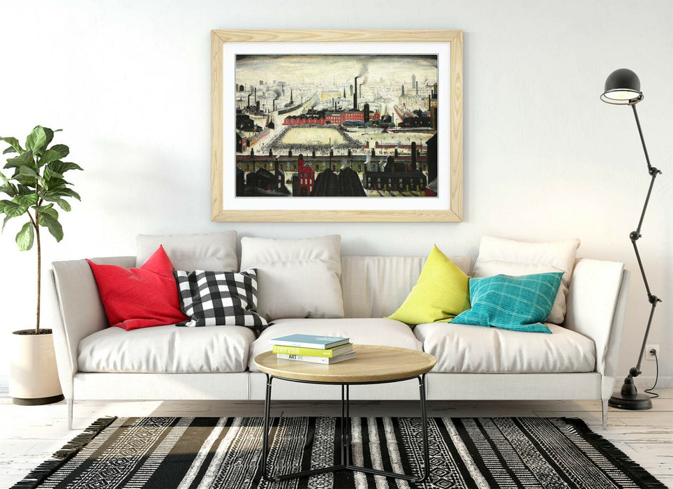 LS LOWRY THE FOOTBALL MATCH -FRAMED ART POSTER PICTURE PRINT ARTWORK- GREEN