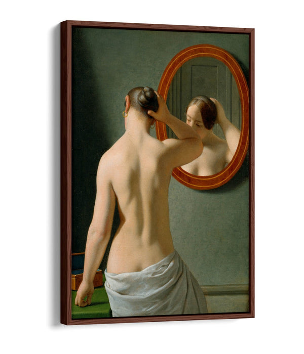 C.W ECKERSBERG, WOMAN IN FRONT OF MIRROR -FLOAT EFFECT CANVAS WALL ART PIC PRINT