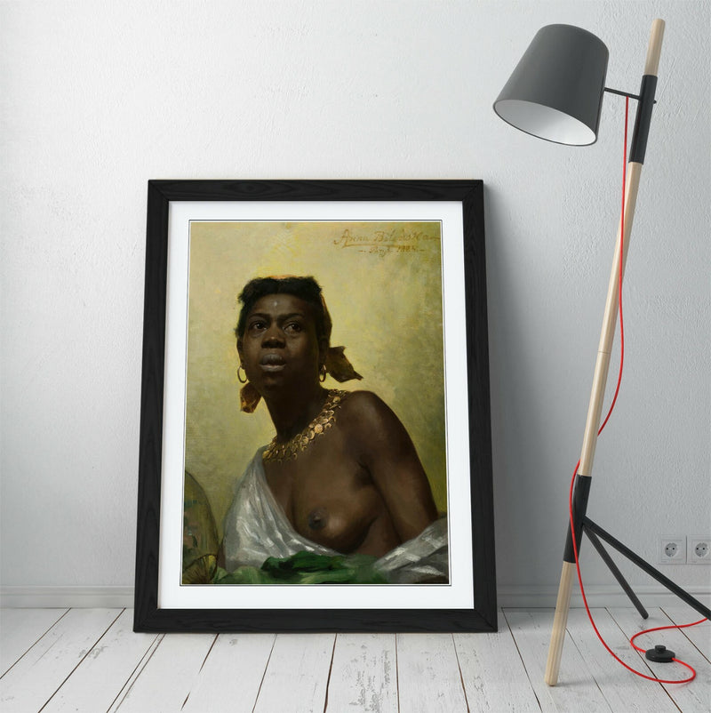 Framed Art Print – Black Woman Painting With Natural Wood Frame | Handmade UK