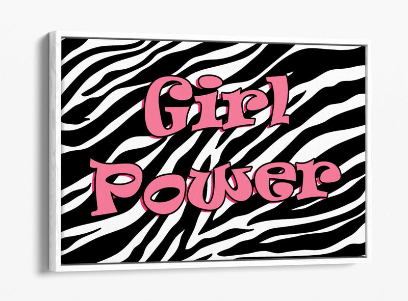 Feminist Quote Canvas - Funky Y2K Zebra Print Wall Art | Float Effect, Handmade UK