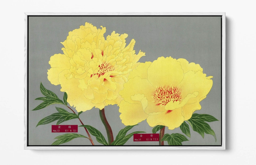 Vintage Canvas Wall Art – Peony Blossom Print with Float Effect Frame, Handmade