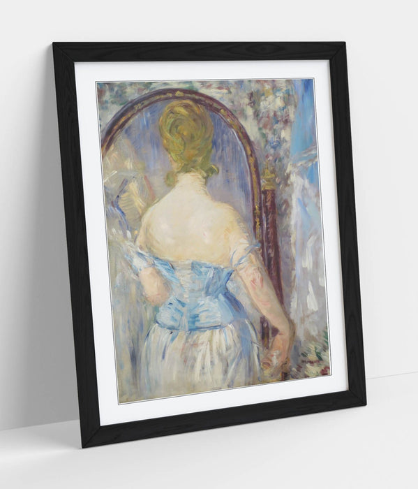 Framed Art Poster - Woman Before Mirror Art Print | UK Made Natural Wood Frame
