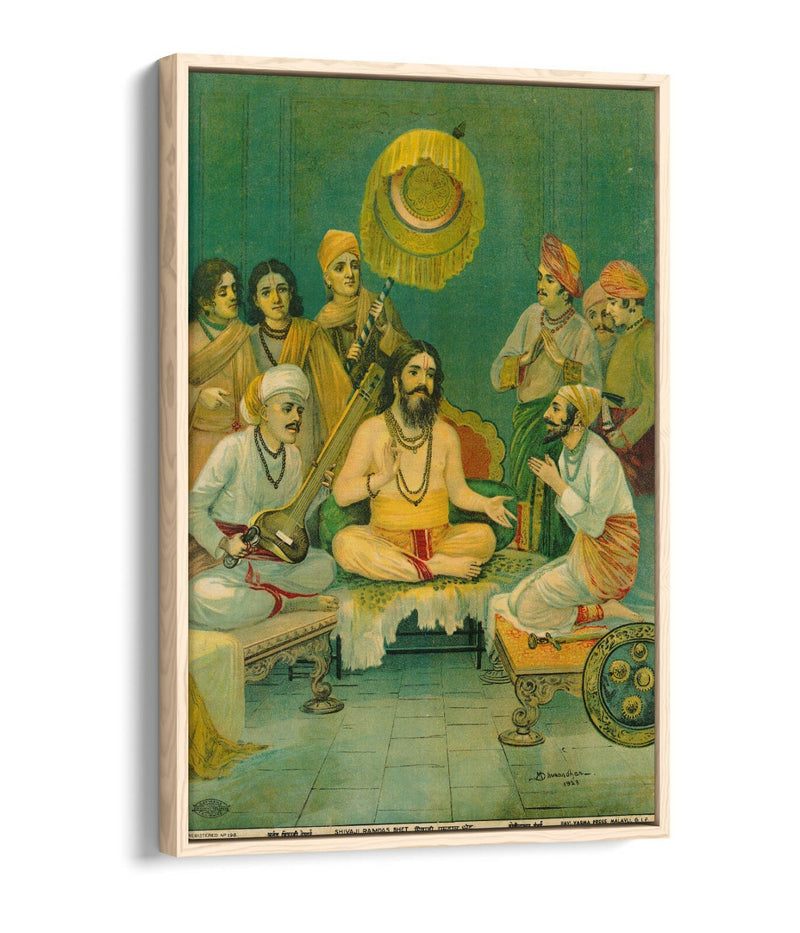 Float Effect Canvas - Dhurandhar Shivaji Ramdas Bhet Premium Wall Art Print