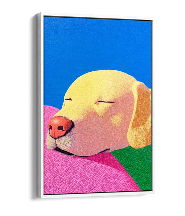 Labrador Canvas Art – Cute Sleeping Dog Wall Art With Premium Float Frame