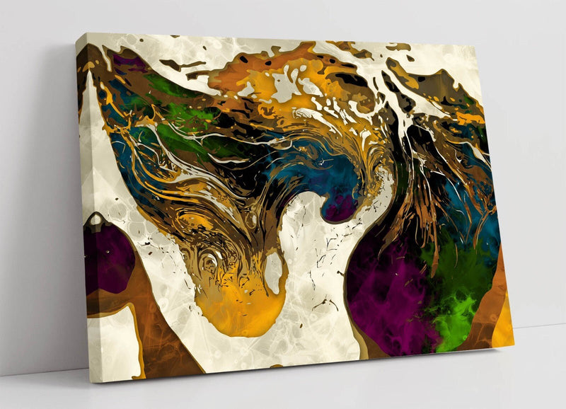 Abstract Canvas Wall Art – Multi Colour Framed Canvas Print | Bedroom Decor