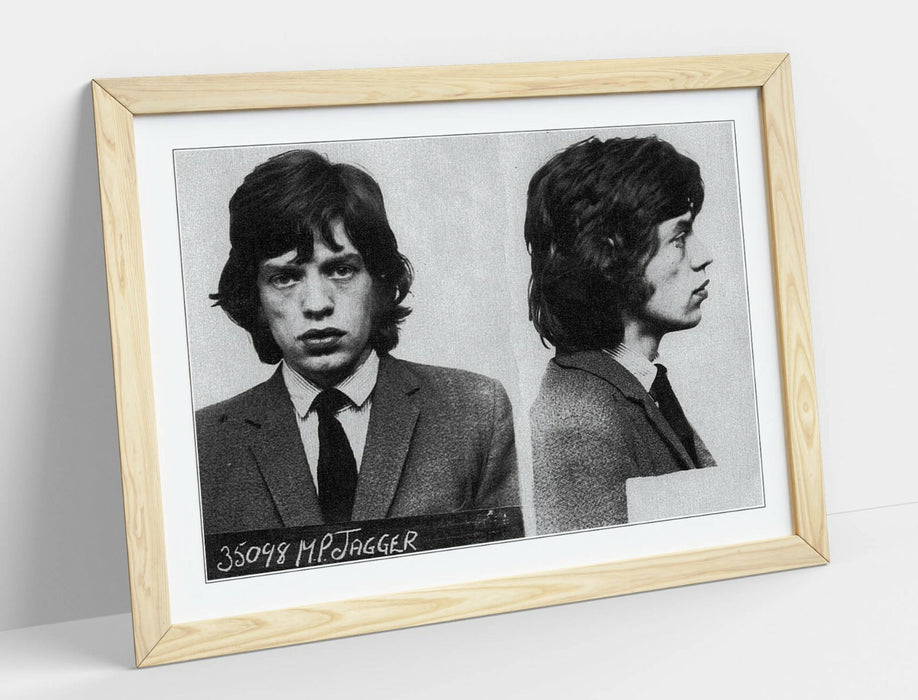 MICK JAGGER MUGSHOT 2 -ART FRAMED POSTER PICTURE PRINT ARTWORK- BLACK & WHITE