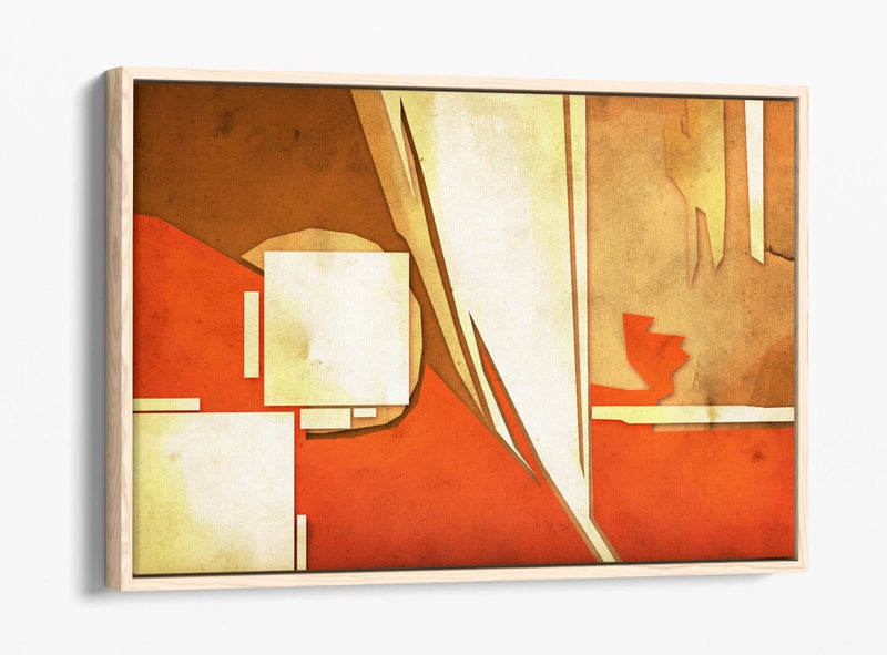 Canvas Wall Art – Orange Brown Abstract Print with Float Effect Frame