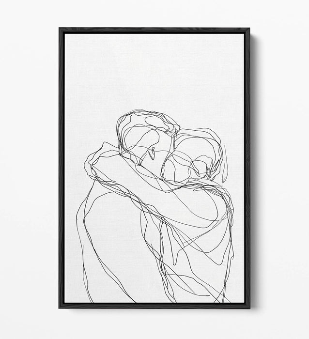 Minimalist Couple Canvas Art - Love Line Illustration | Float Effect Print