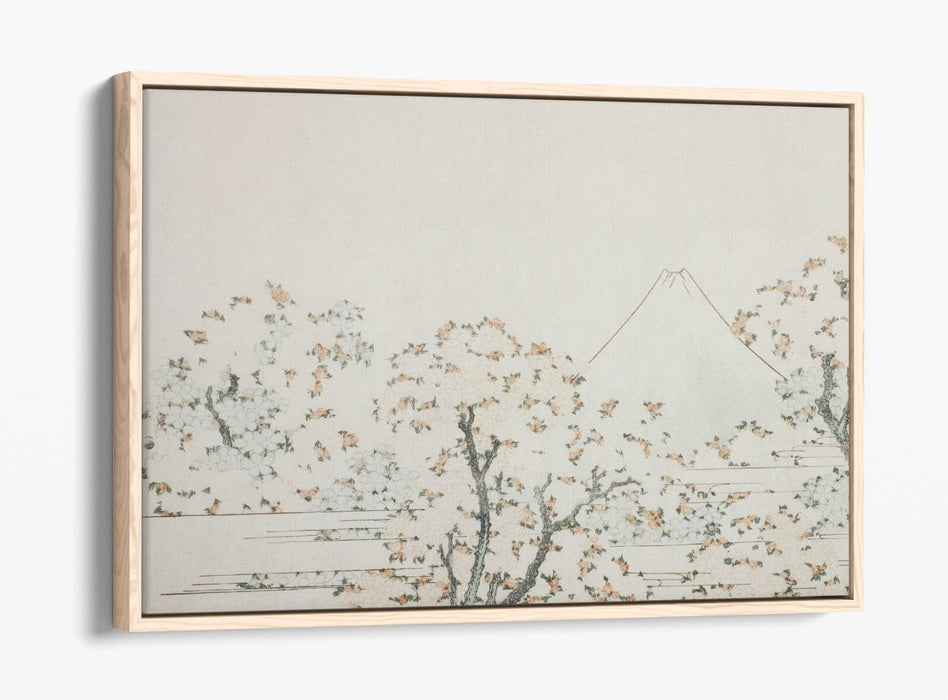 Float Effect Canvas Art – Mount Fuji Artwork With Japanese Cherry Trees Print | Handmade UK Canvas