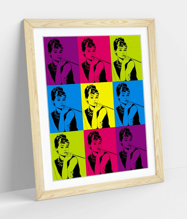 AUDREY HEPBURN COLOURFUL POP ART -FRAMED WALL ART PICTURE PRINT