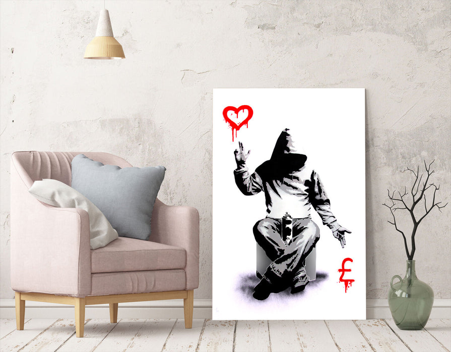 BANKSY LOVE OR MONEY GRAFFITI CANVAS WALL ART PRINT ARTWORK PAINTING DEEP FRAMED