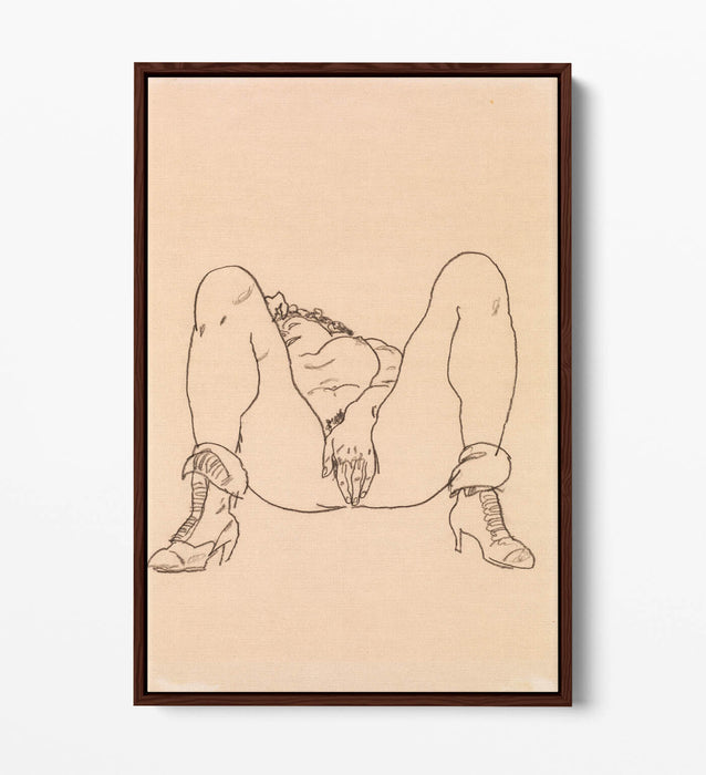 Canvas Wall Art – Egon Schiele Reclining Nude with Boots | Float Effect Canvas Print