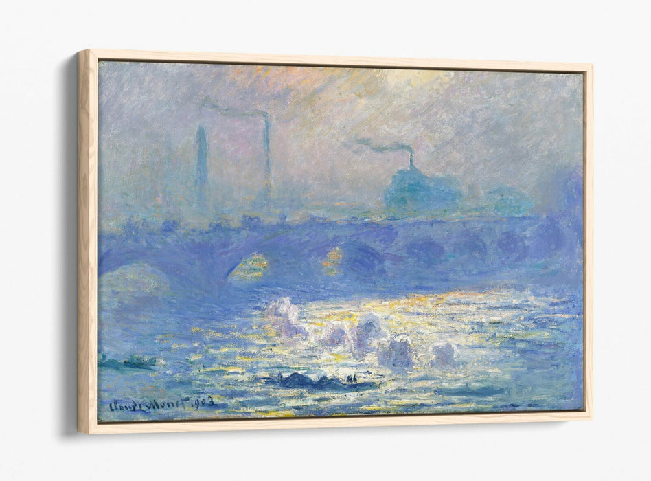 Float Effect Canvas Art – Monet Waterloo Bridge Art Print | Premium Varnish Finish