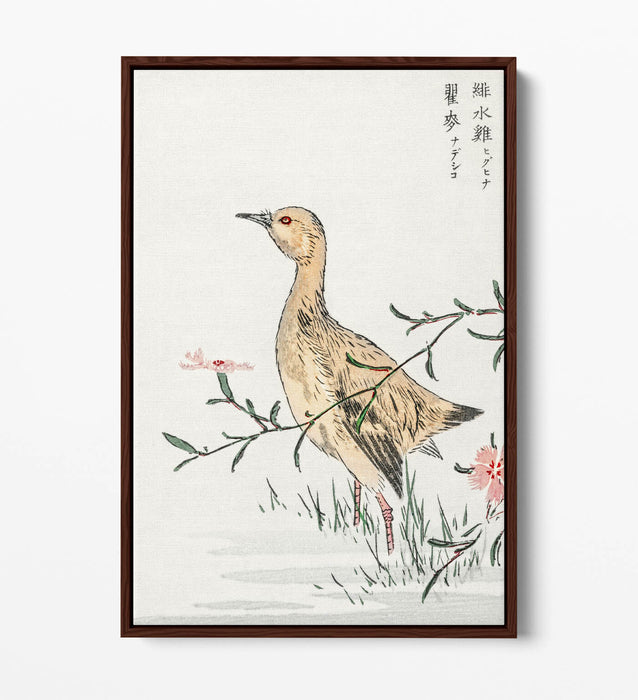 Float Effect Canvas Art – Eastern Redshank & Pink Flower | Premium Wall Decor