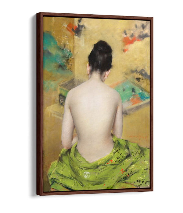 Canvas Wall Art - William Merritt Chase Japanese Woman Print With Float Effect Frame