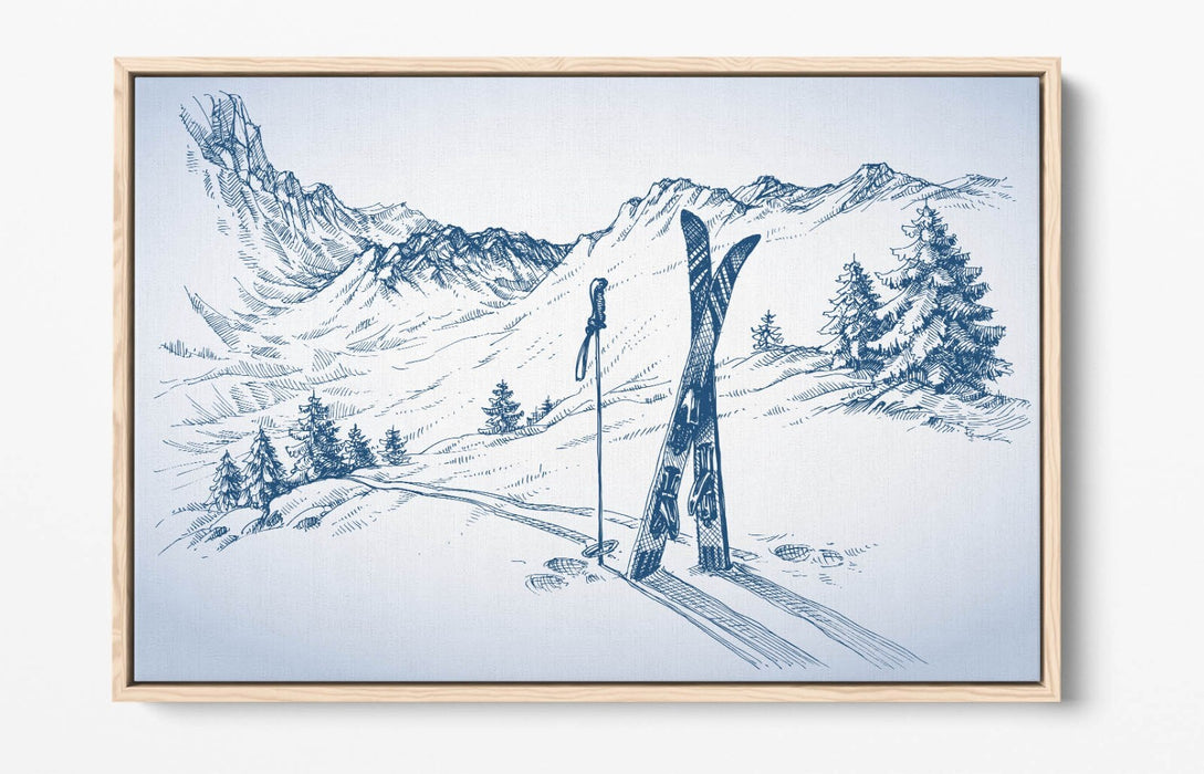 Canvas Wall Art – Winter Snow Ski Landscape | Float Effect Canvas Print