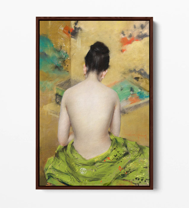 Canvas Wall Art - William Merritt Chase Japanese Woman Print With Float Effect Frame