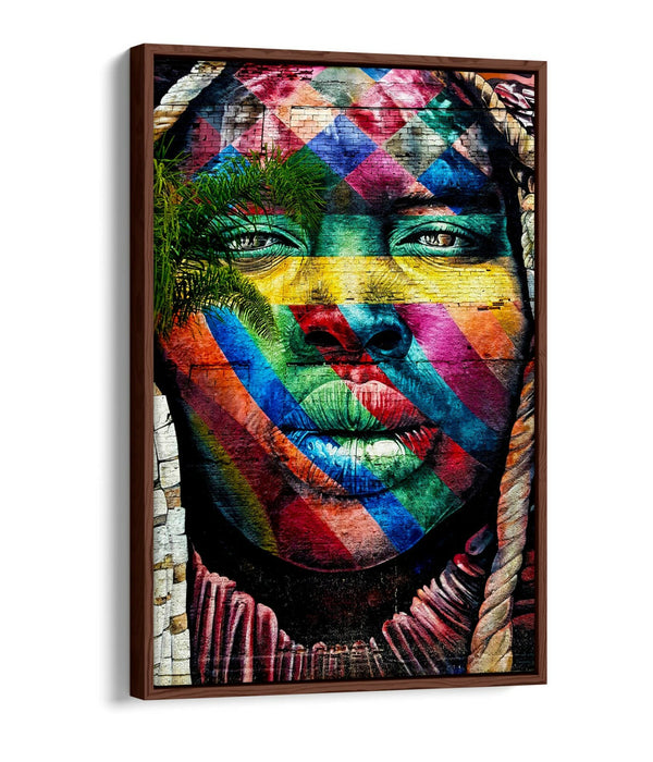 BEAUTIFUL BLACK WOMAN RAINBOW GRAFFITI -FLOAT EFFECT CANVAS WALL ART PIC PRINT-