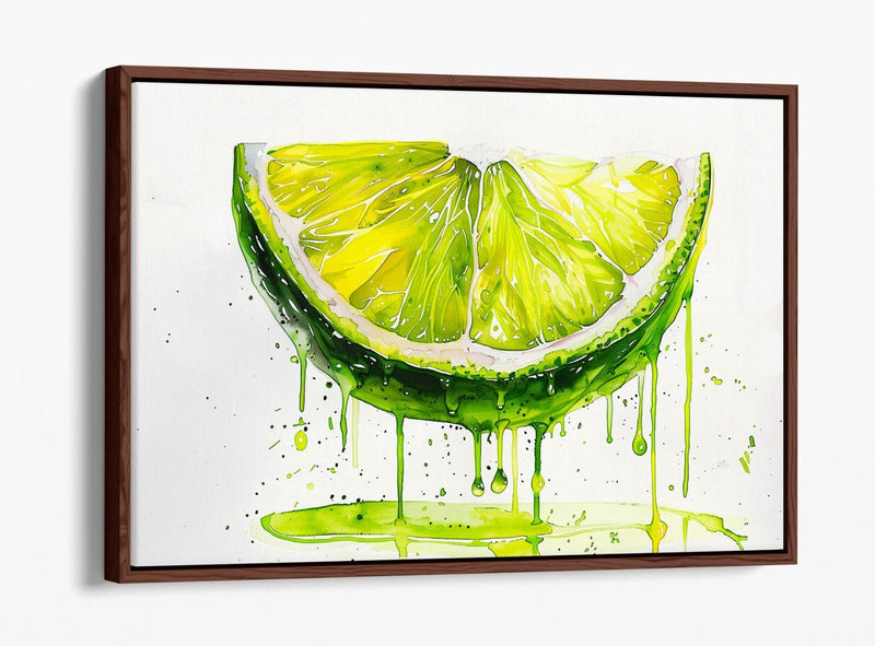 Float Effect Canvas Art – Juicy Green Lime Splash on Premium MDF Frame