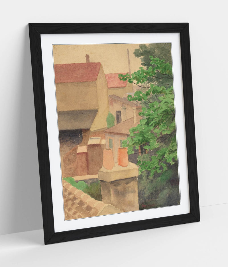 Framed Wall Art - Thomas Anshutz Rooftops Painting Print | Handmade UK Woodgrain Frame