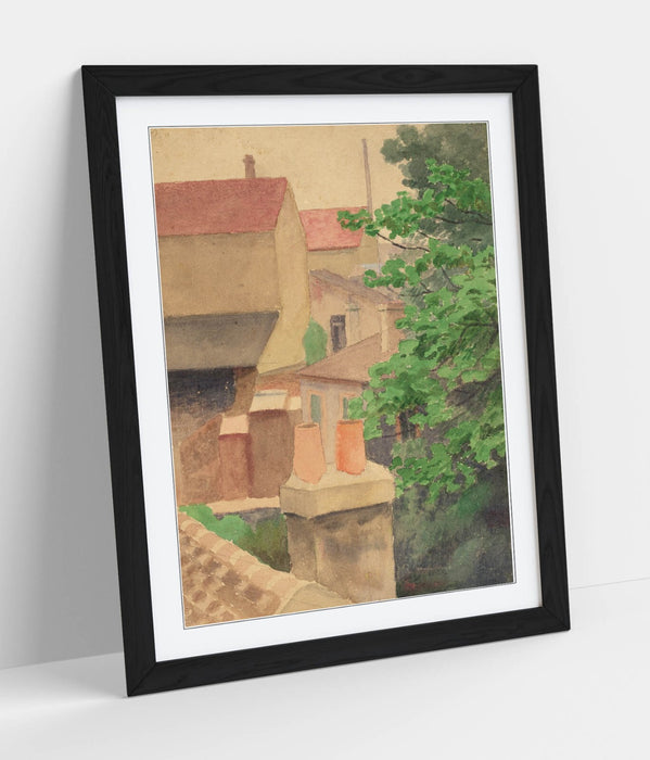 Framed Wall Art - Thomas Anshutz Rooftops Painting Print | Handmade UK Woodgrain Frame
