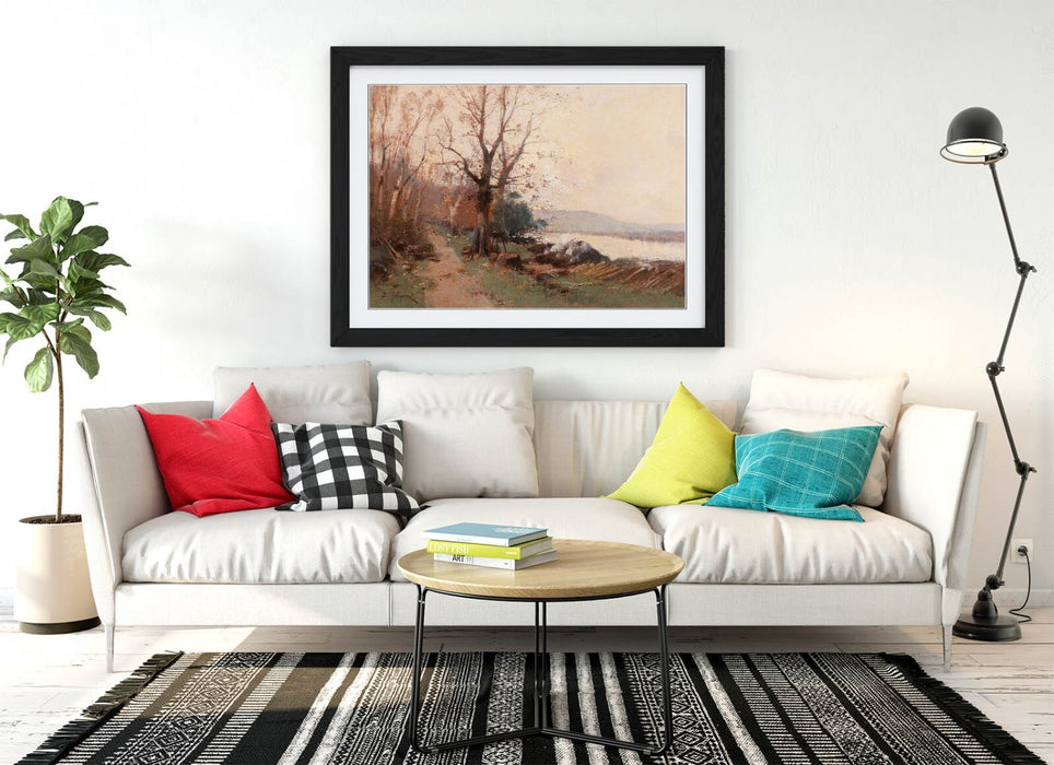 Framed Wall Art Poster - Eugene Galien-Laloue River Landscape Print | Handmade UK Wood Grain Frame
