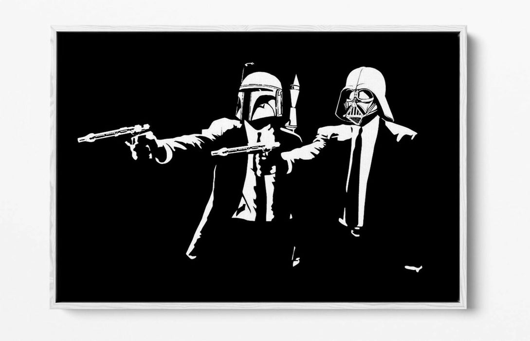 Canvas Wall Art – Pulp Fiction Star Wars Float Effect Black & White Print