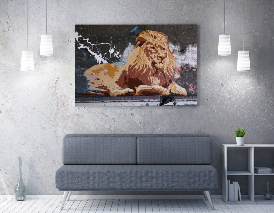 Lion Canvas Art - Graffiti Wall Art Ready To Hang | Handmade UK Canvas Print