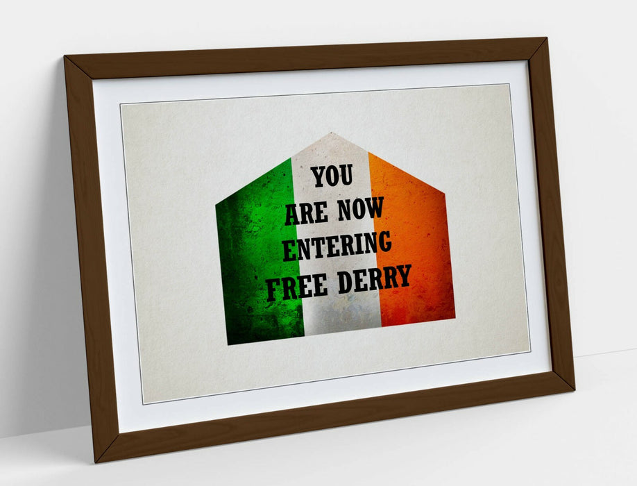 FREE DERRY CORNER IRISH TRI-COLOUR, DERRY GIRLS -FRAMED WALL ART PICTURE PRINT