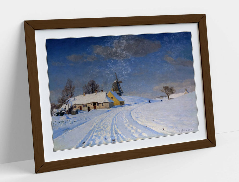 H.A BRENDEKILDE, SNOWY LANDSCAPE -ART FRAMED POSTER PICTURE PRINT ARTWORK