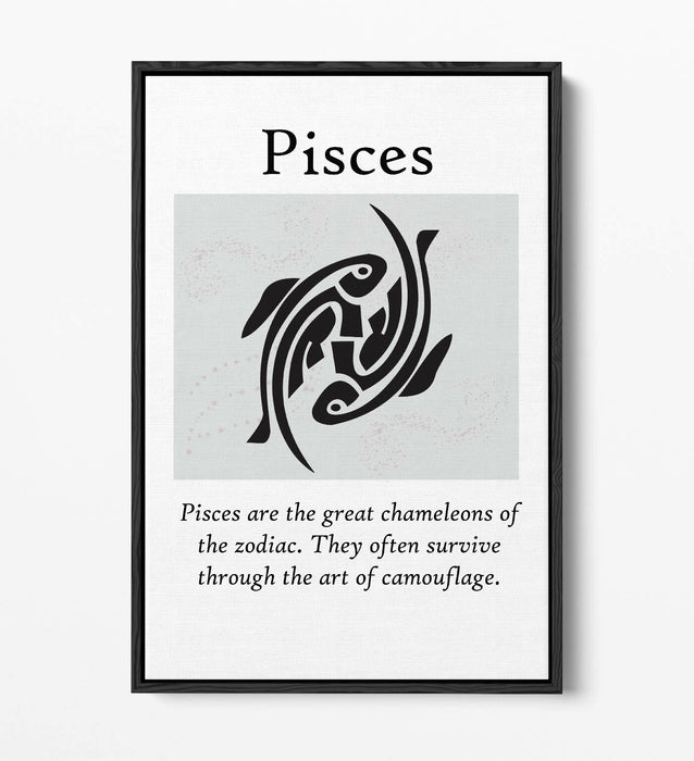 PISCES STAR SIGN ZODIAC ASTROLOGY QUOTE -FLOAT EFFECT CANVAS WALL ART PRINT