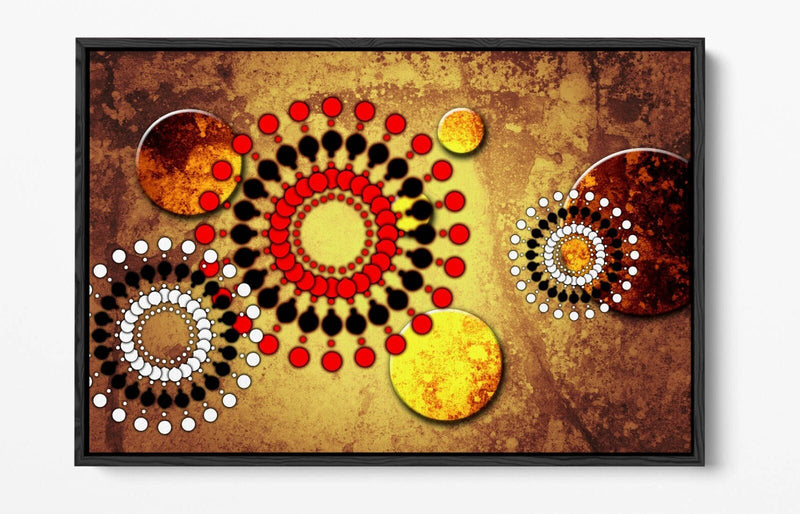 Canvas Wall Art - Red Sun Abstract Shapes | Float Effect Canvas Print, Ready to Hang