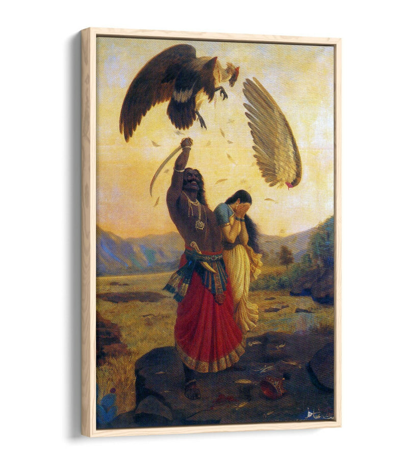 Float Effect Canvas Art - Raja Ravi Varma Jatayu Vadha Premium Wall Decor