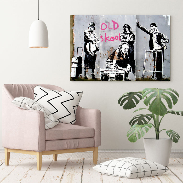 BANKSY DJ OLD SKOOL SCHOOL CANVAS WALL ART PICTURE PRINT ARTWORK GRAFFITI