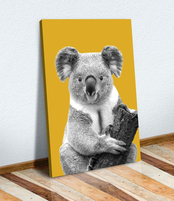 Koala Canvas Wall Art - Handmade Animal Canvas Print | Yellow Mustard Decor