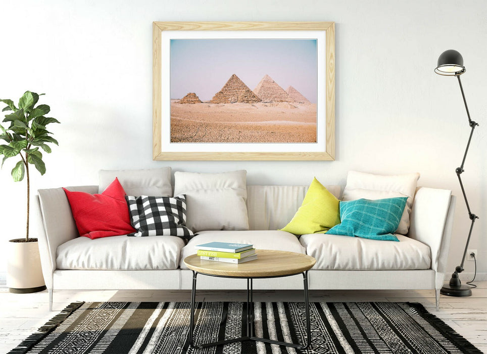 Pyramids Of Giza Art – Framed Photography Print With Natural Wood Frame