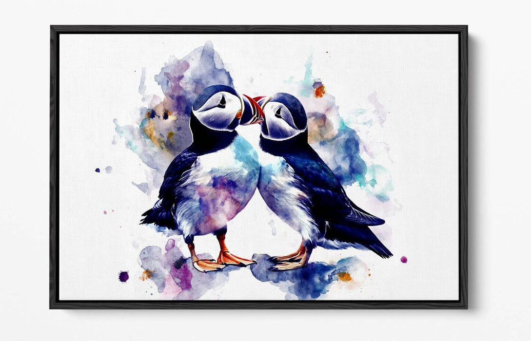 Canvas Wall Art – Cute Puffin Animal Print | Float Effect Bedroom Decor