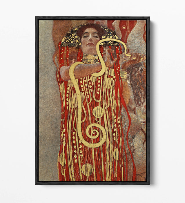 KLIMT HYGIEIA GODDESS OF HEALTH -FLOAT EFFECT CANVAS WALL ART PIC PRINT- GOLD