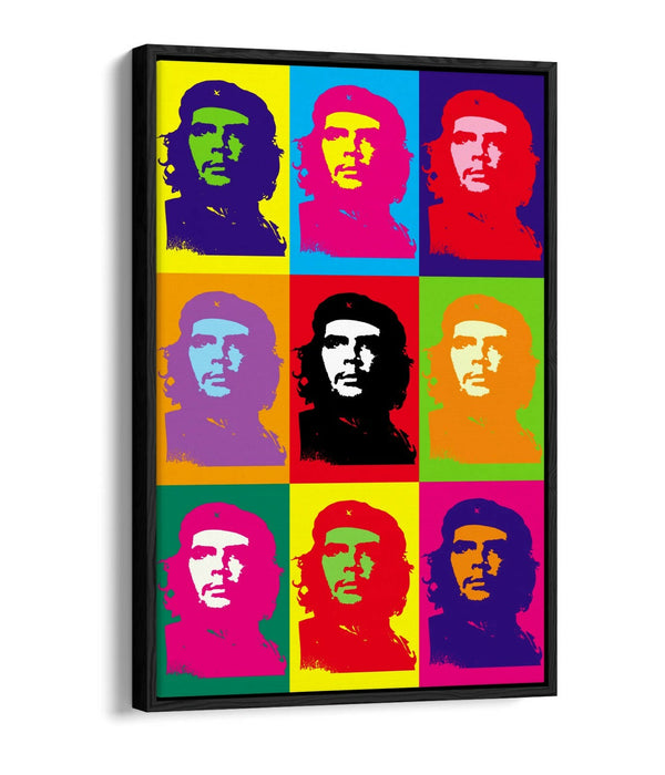 CHE GUEVARA COLOURFUL POP ART -FLOAT EFFECT CANVAS WALL ART PRINT
