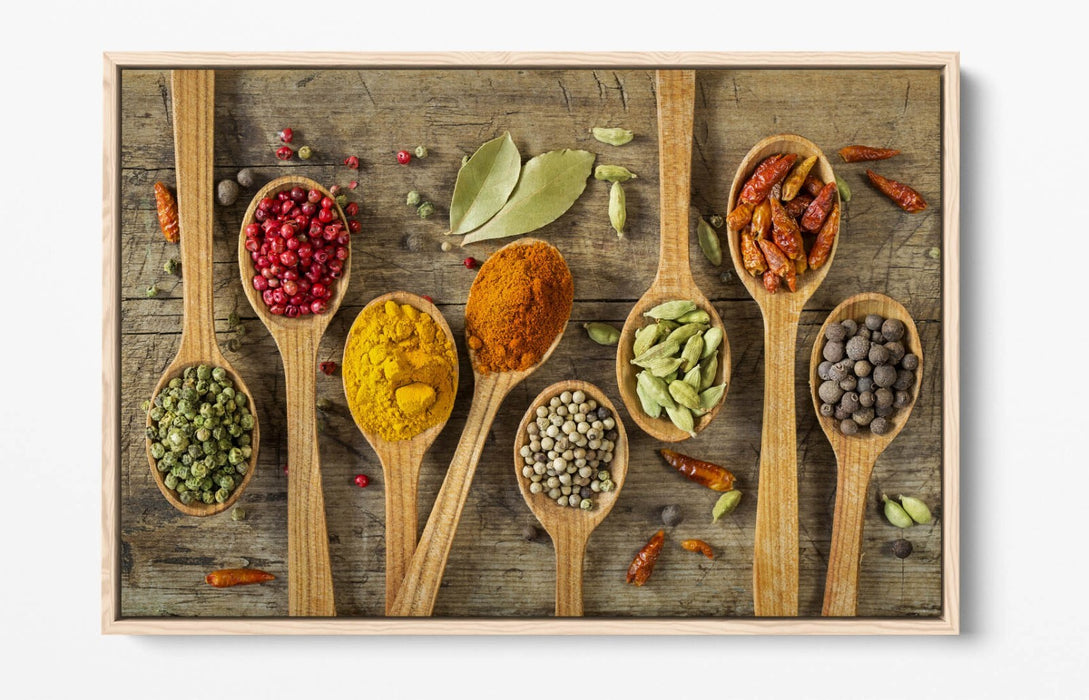 Canvas Wall Art - Herbs Spice Art On Spoons | Vibrant Kitchen Wall Decor Print