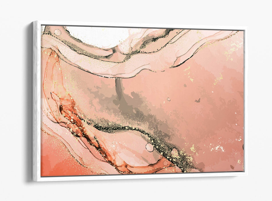 Canvas Wall Art - Abstract Marble Effect Pink Background Float Frame Print